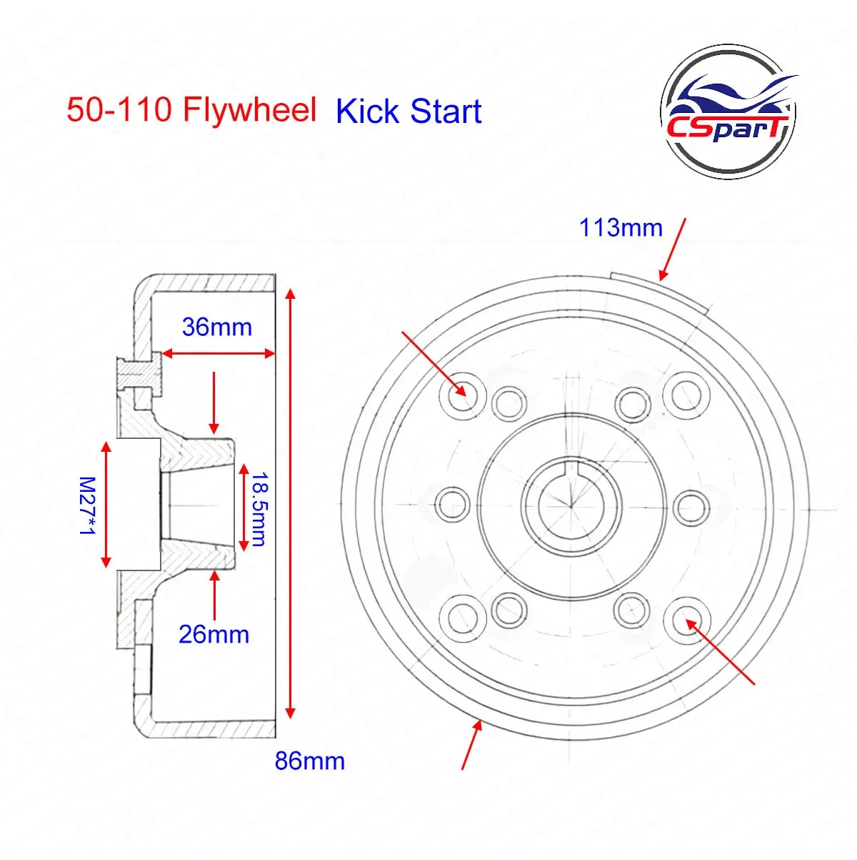 دولاب الموازنة الدوار مغناطيسي ل 50CC 70CC 90CC 110CC 125CC ليفان Zongshen كايا أبولو Xmotos الترابية حفرة دراجة ATV رباعية