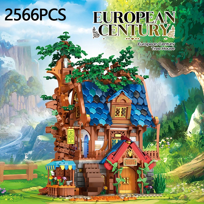 2566PCS Tree House Building Blocks Medieval European City Street View Series MOC Model Bricks Toys For Children's Birthday Gifts