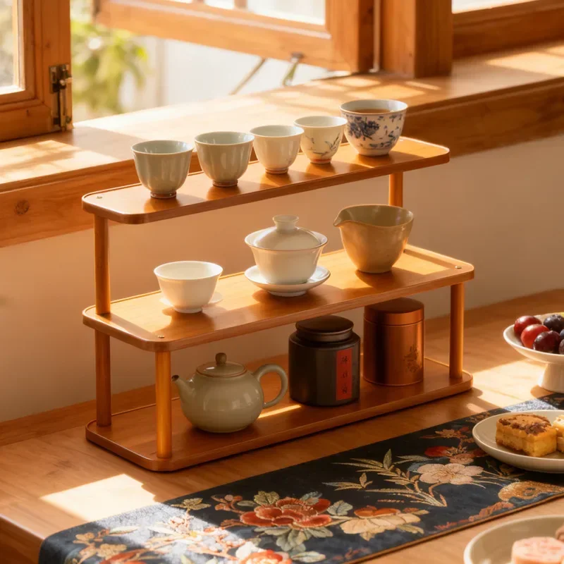 Minimalist Teacup rack, desktop Bogu rack, small tea table rack, tea set display rack