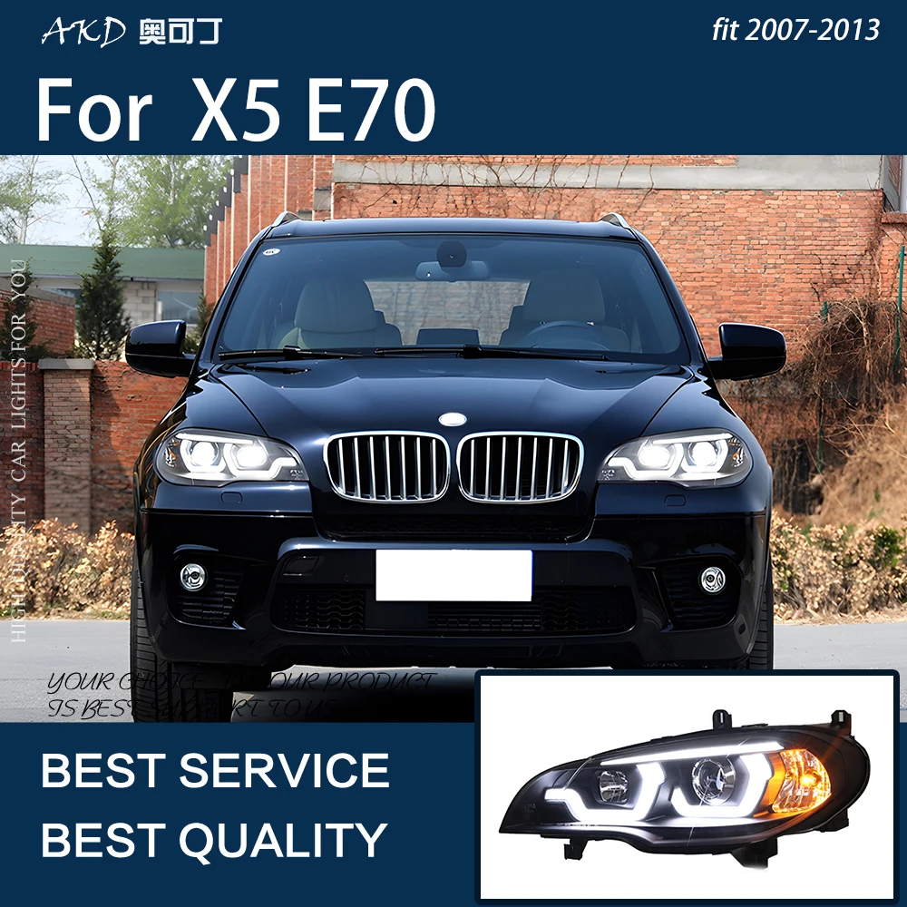 

Автомобильные фары для BMW X5 E70 2007-2013 дюйма, автомобильная фара в сборе, обновление, ангельские глазки, сигнальная лампа, проектор, аксессуары