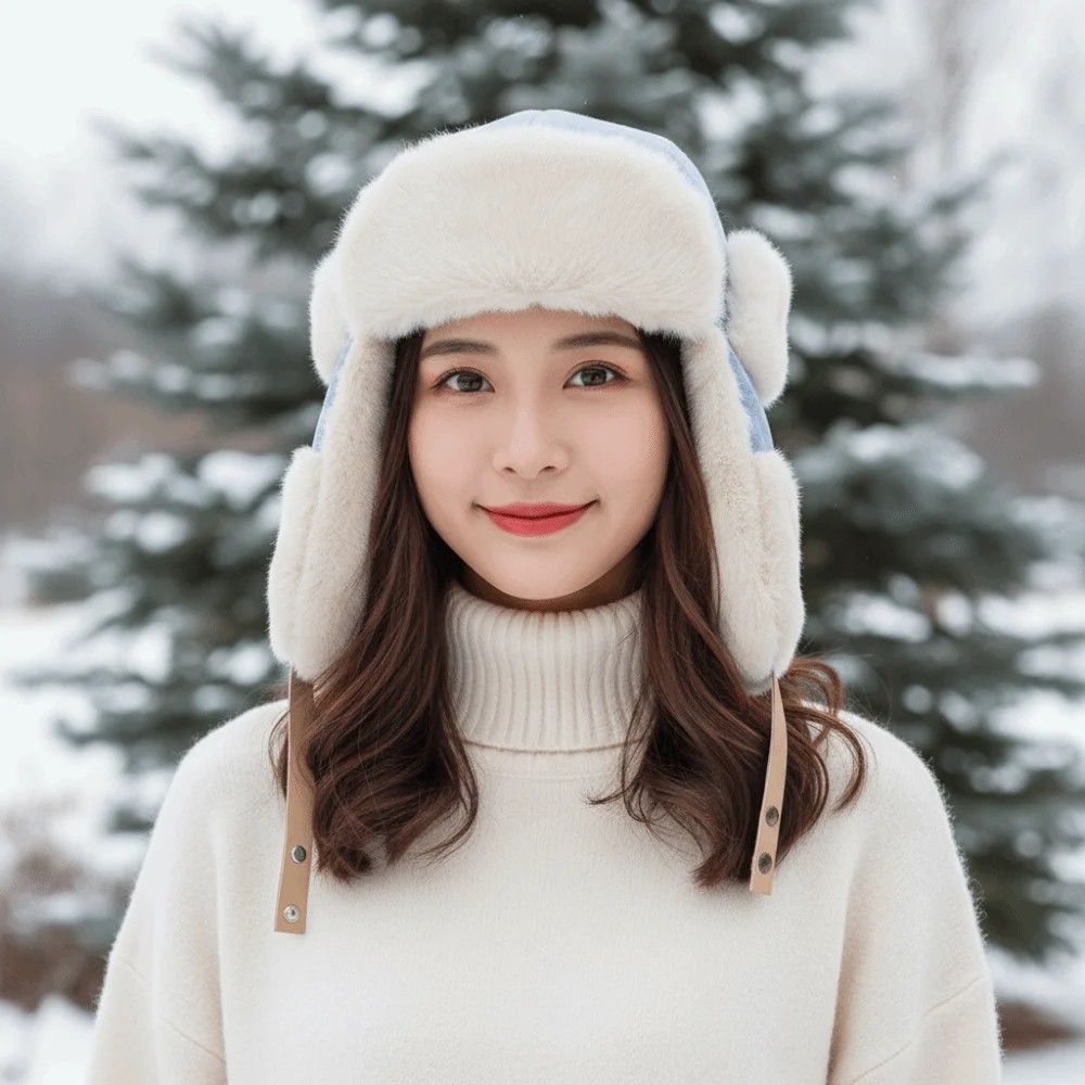 Fashion Fleece Ear Protective Hat Windproof Thickened Earflap Hat Korean Style Winter Protection Lei Feng Cap Outdoor