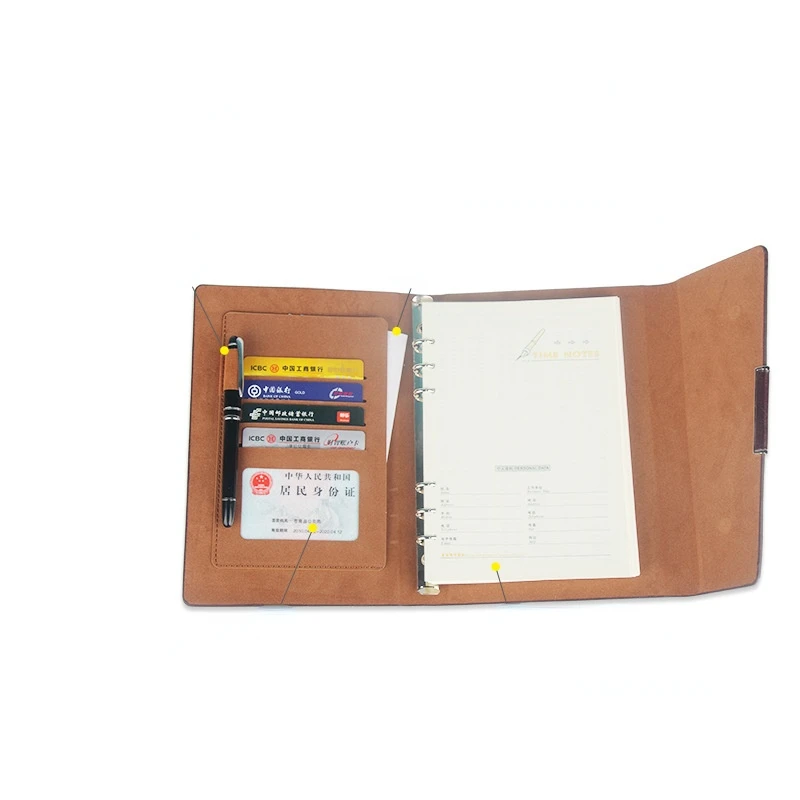 Retro Metal Loose-leaf Notebook Leather Waterproof Notepad Business Office Meeting Record Book Learning Stationery