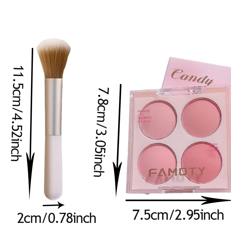 Zoete warme tinten 4-kleuren matte blush set - opbouwbaar wangpoeder voor natuurlijke spoeling, professionele gezichtsmake-up 3 in 1