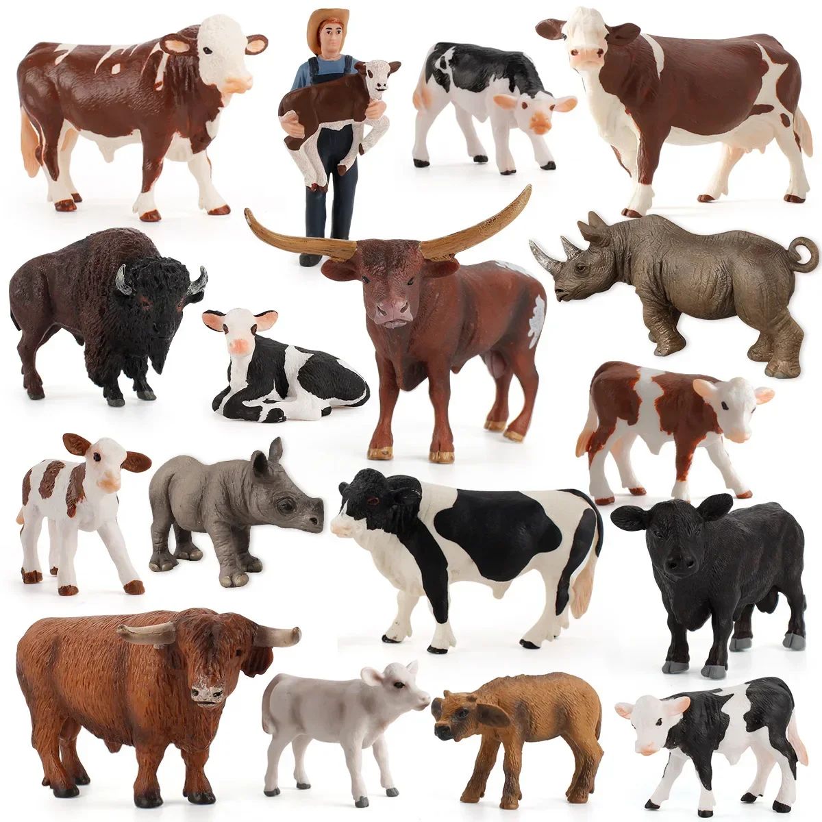 Poultry Cattle Education Toys Figurines Animaux Farm Animals Action Figure Ornament Rhino Teaching Aids Childhood Model Decor