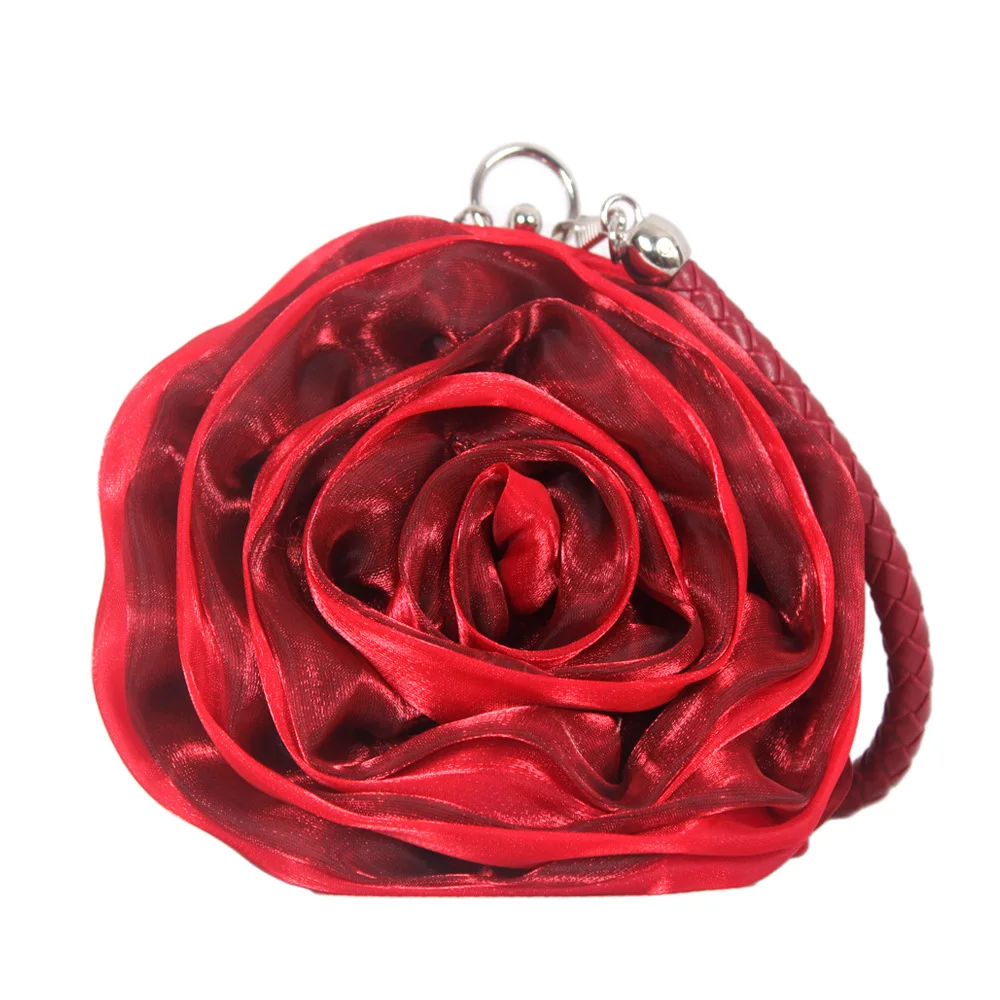 Vintage Ladies Floral Evening Bag Woman Fashion Rose Flower Chain HandBag Bridal Wedding Party Clutch Dinner Small Purse Bolso