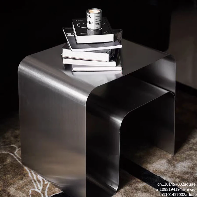 Corner Accent Table for Bedroom Light Luxury Coffee Desk Nordic Stainless Steel Side Table Minimalist Bedside Nightstand Modern