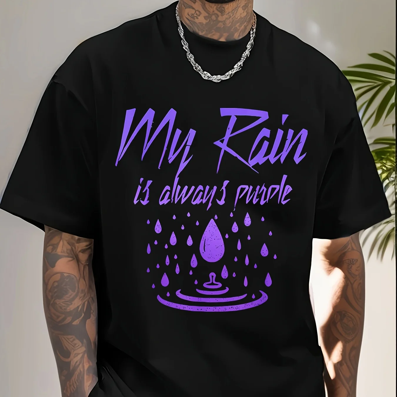 

Cool Graphic Tee For Men Women Short Sleeve Shirt | Spring Summer Costume - My Rain Is Always Purple Apparel T-Shirt