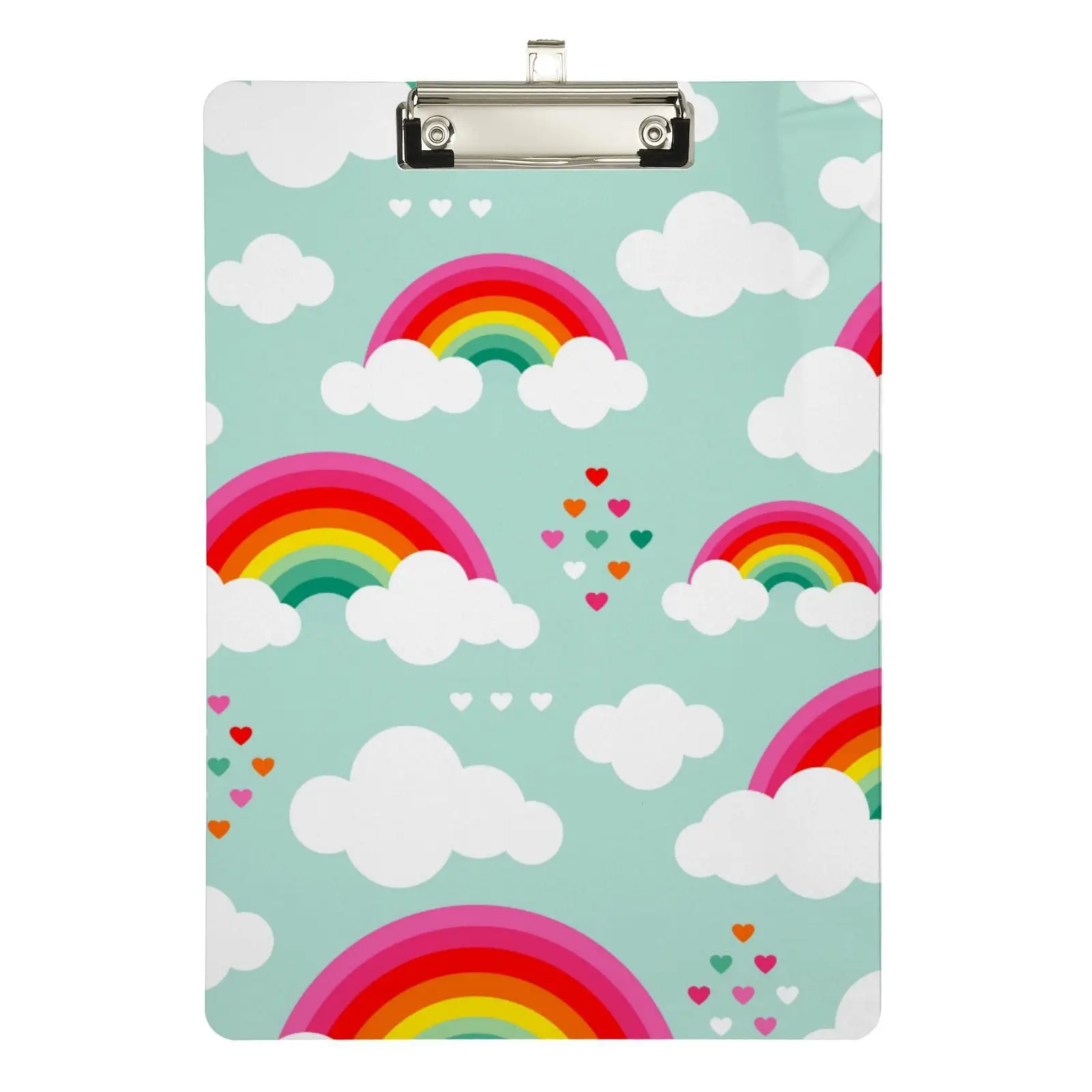 Colorful Stripe Rainbow Acrylic Clipboard Metal Low Profile Clip Decorative Plastic Clipboards for Office School Student Kids