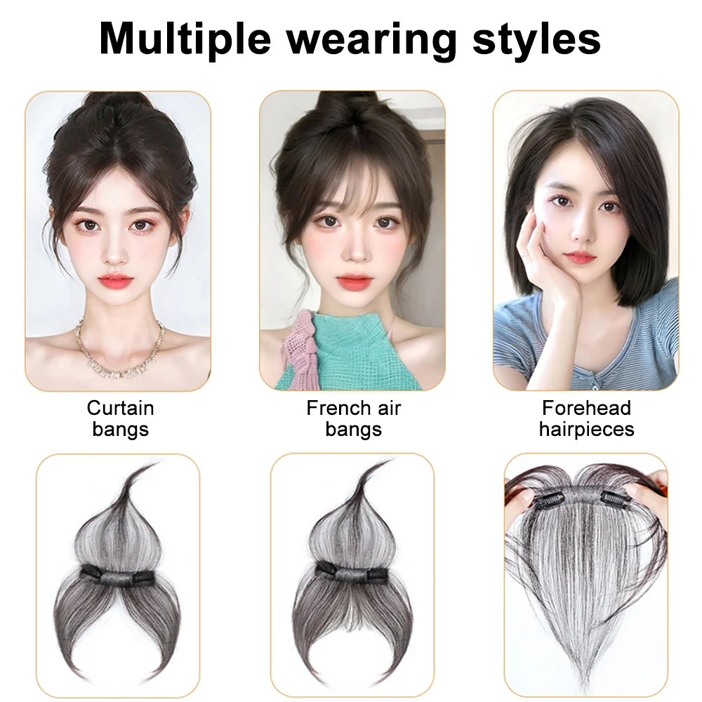 Clip in Bangs Hair 100% Real Human Hair piece for Women Clip on Bangs 360° 3D Cover Wispy Fake Clip in Hair Extensions