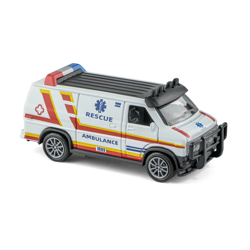 1:32 Simulation Ambulance Model Alloy Pull Back Die-casting Car Toy Police Special Car Children\'s Toy Gift