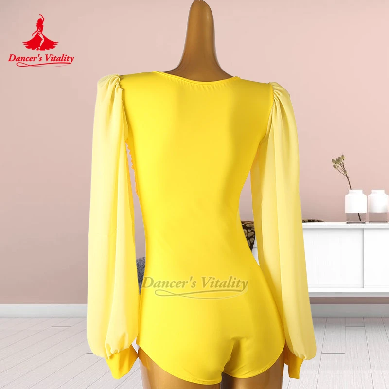 Adult Women Lantern Sleeves Professional Jumpsuit Dancer's Vitality Children&Adolescent Waltz Training Clothing Matching Custom