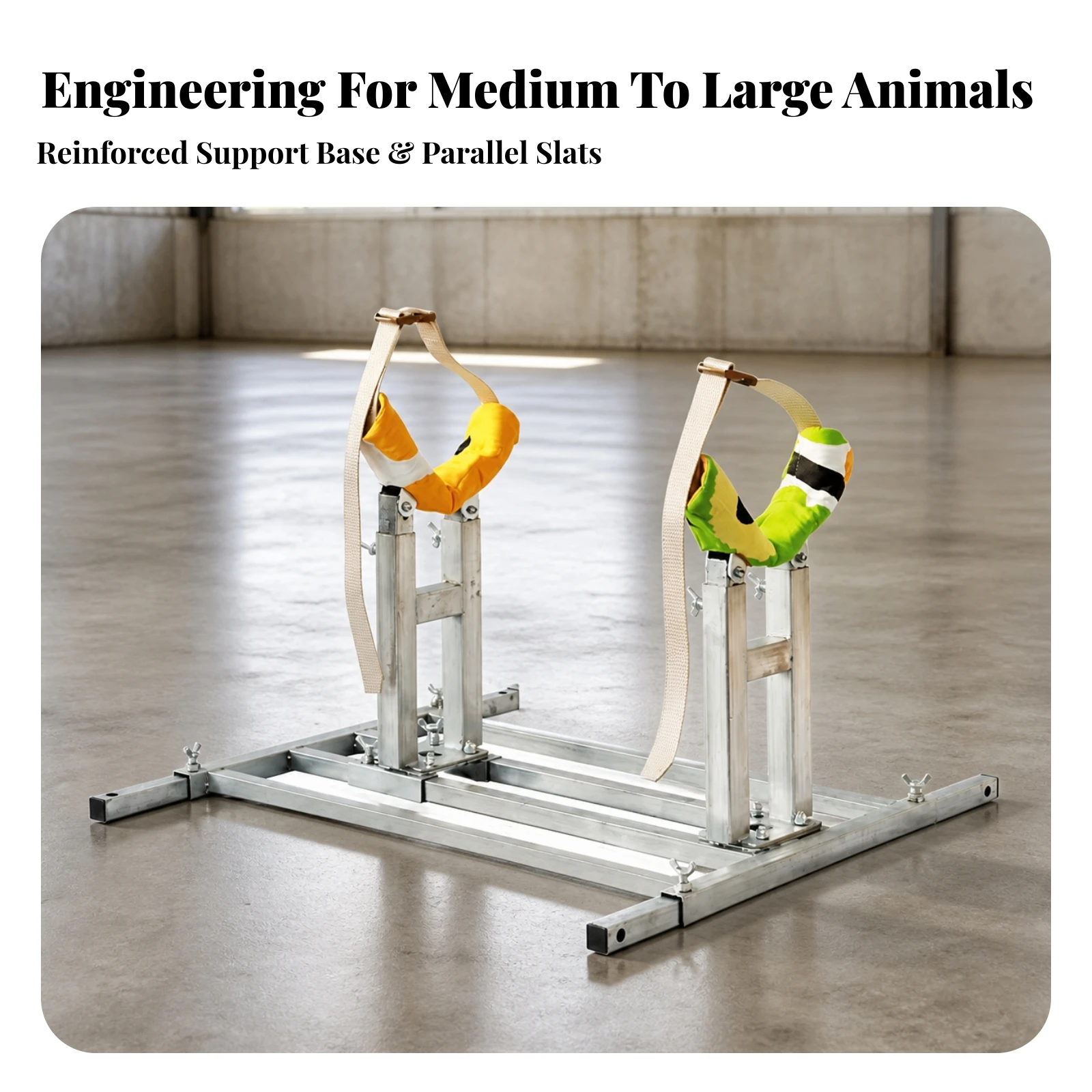 Livestock Breeding Support Rack Heavy Duty Frame with Reinforced Fabric Straps Adjustable Farm Equipment for Ranch Use