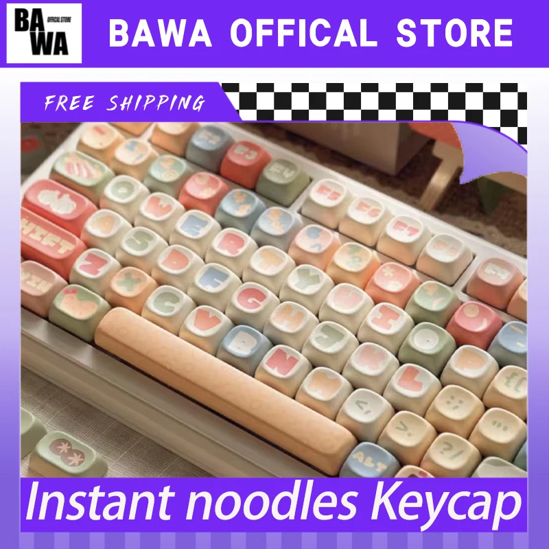 

Instant noodles theme Keycap Thermal sublimation Cute Moa Keycap For Mechanical Keyboard Gamer Office Gift