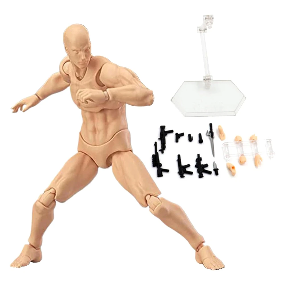A56K , Drawing Models Figure Artist Draw Painting Model with Stand Support & Accessories for Artists, Male B