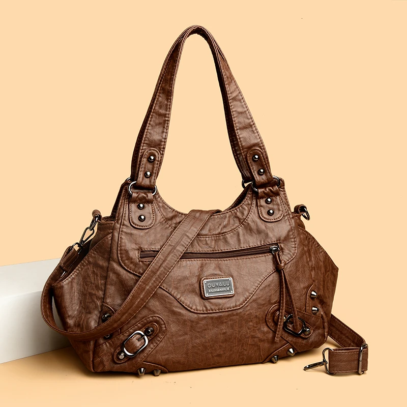 

High Quality Soft Leather Crossbody Bag for Women 2025 Designer Brand Shoulder Handbag Casual Tote Messenger Bags Sac A Main