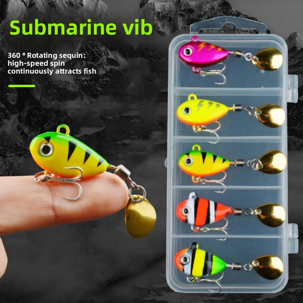 

5pcs Spinning Sequin Artificial Fishing Bait 3D Fish Eyes with Box Fishing Lures Kit Vibration Bait Colorful Fishing Lures Hooks