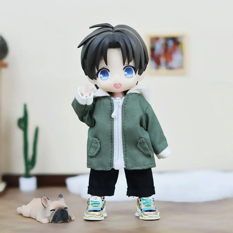 ob11 Baby clothes casual hooded coat top Doll clothes 1/12 bjd GSC plain body UF doll clothes accessories