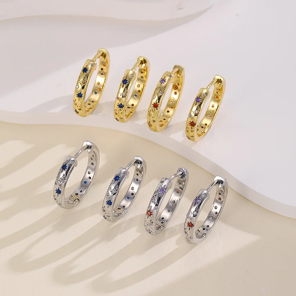 خمر النجمة والقمر ديكور هوب أقراط الأزياء حجر الراين زينت الأقراط للنساء العصرية كل مباراة رائعة مجوهرات هدية #4