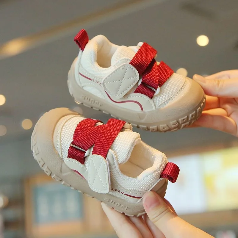 

Breathable Soft Sole Toddler Learning Shoes for Spring Autumn Non Slip Two Tone Velcro Slip on Casual Baby Shoes for Boys Girls