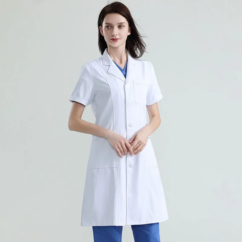 Manteau Blanc Haut de Gamme pour Médecins, Vêtements de Travail à Manches Courtes et sulfpour Étudiants en Médecine, Infirmières en miles Médicale