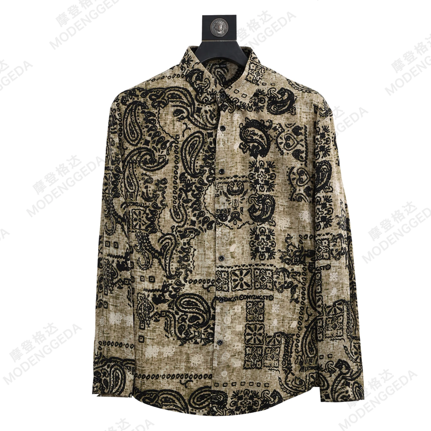 Luxury Retro Cashew Flower Men's Shirt Fashion Long Sleeved Casual Social Shirts Loose Street Wear Vacation Beach Hawaiian Shirt