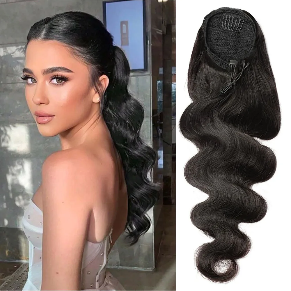 

8-30 дюймов объемные волосы конский хвост шнурок хвост 100% бразильские человеческие волосы наращивание хвоста натуральные волосы для женщин