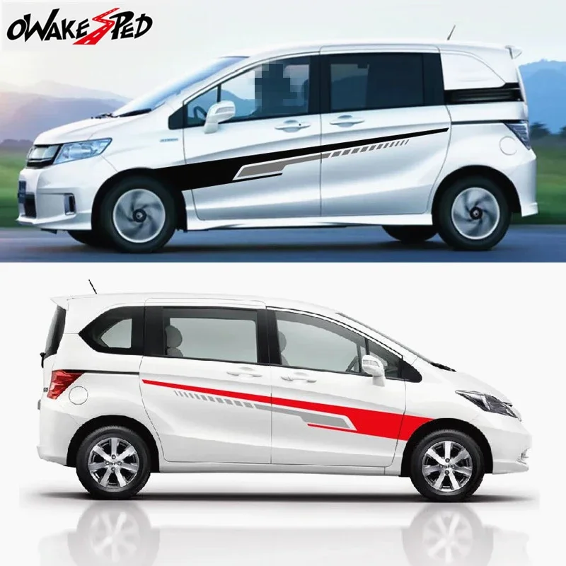 

2 шт., гоночный стиль для Honda Freed, кузов автомобиля, боковые двери, декоративные наклейки, пленка, авто водонепроницаемая виниловая наклейка, аксессуары для тюнинга