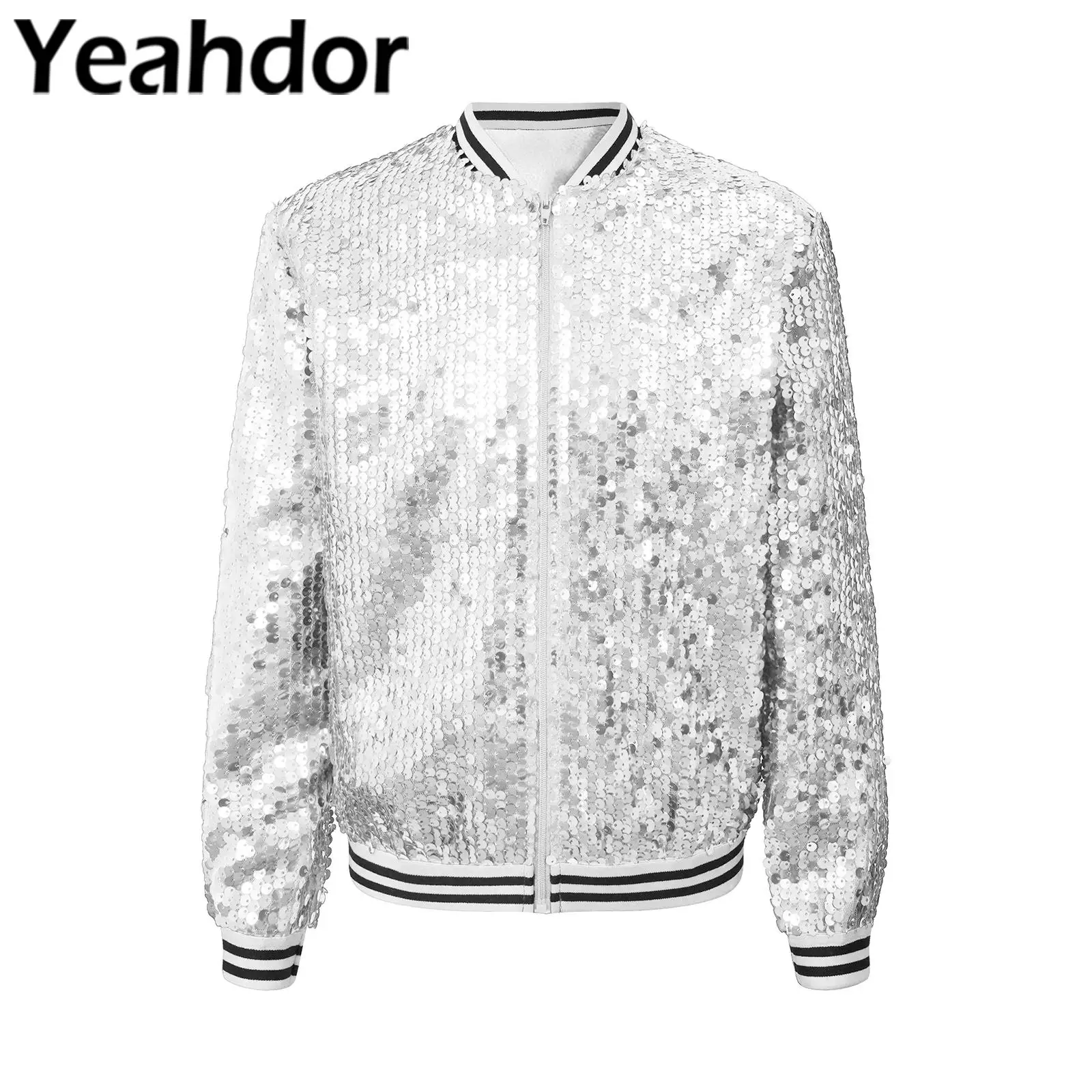 

Kids Girls Sequin Jackets Outerwear Children Long Sleeve Zipper Coat for Performance Jazz Dance Party Costume Fashion Streetwear