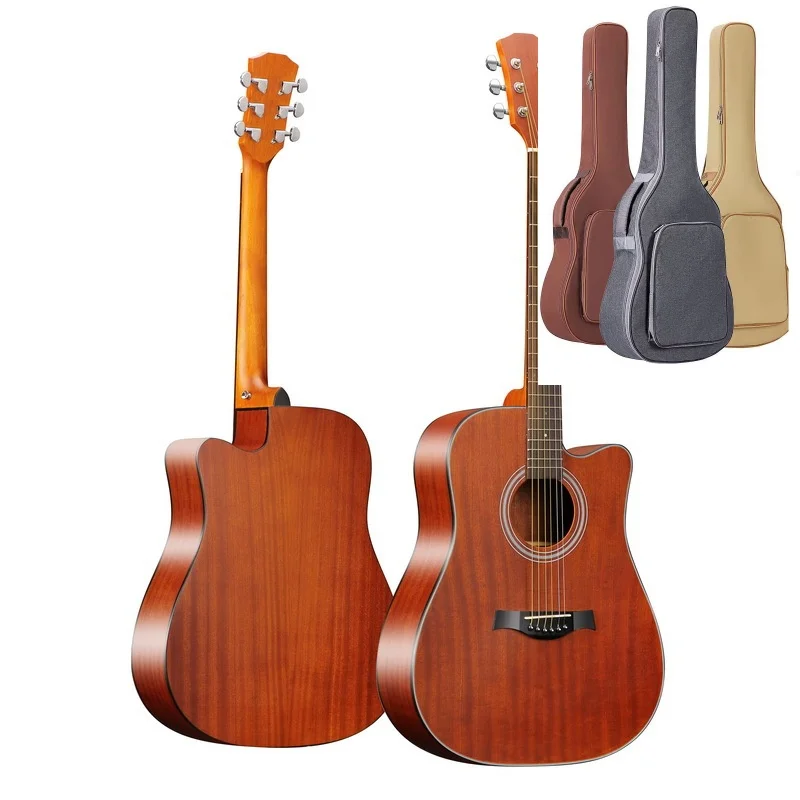 Guitar 41 Inch Folk Spruce Wood Shabili Single Board Guitar with Guitar Bag Set