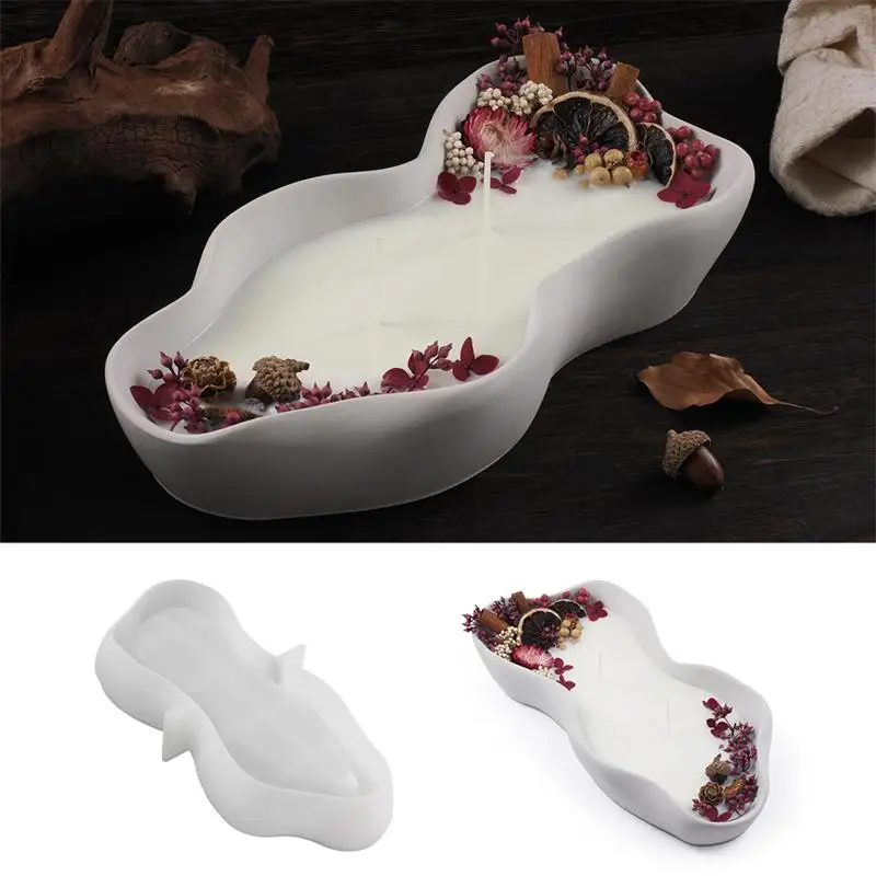 River Shape Candle Vessel Concrete Mold Boat Shaped Gardening Plant Pot Cement Mold Cloud Storage Tray Gypsum Silicone Mold ﻿