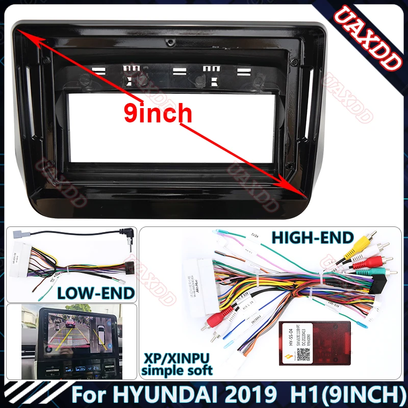 For HYUNDAI 2019 H1 9INCH UV Car Radio Android Stereo audio screen multimedia video MP5 player navigation cables Harness frame