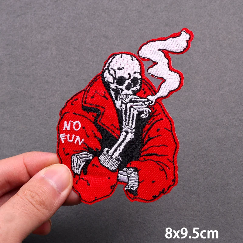 Hip Hop Punk Patch Iron On Embroidery Patches For Clothing Thermoadhesive Patches On Clothes Skull Patch For Clothes Stickers