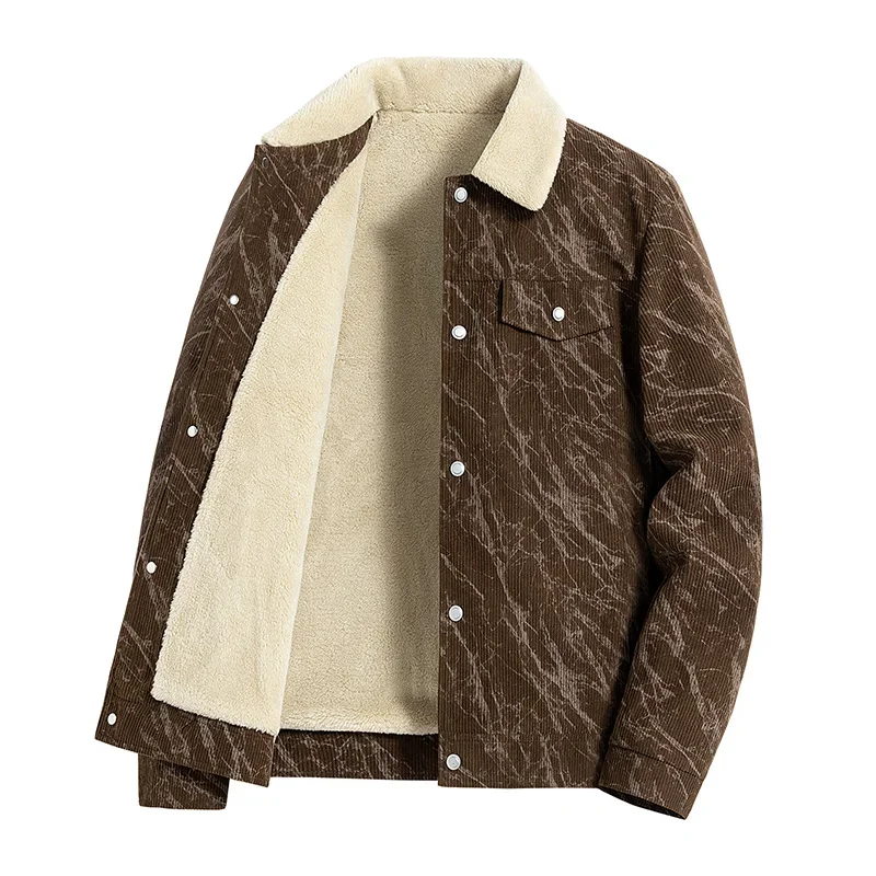 

Men's Corduroy Warm Coat Casual Fashion Plus Velvet Jacket Corduroy Jackets and Coats Fur Collar Winter Casual Jacket Outwear