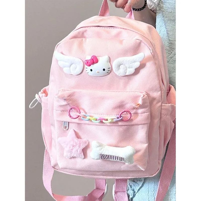 Sanrio Hello Kitty Backpacks Girls School Bags Pink Small Fresh Middle School Student  Back Pack Cute Soft Girl Crossbody Bag