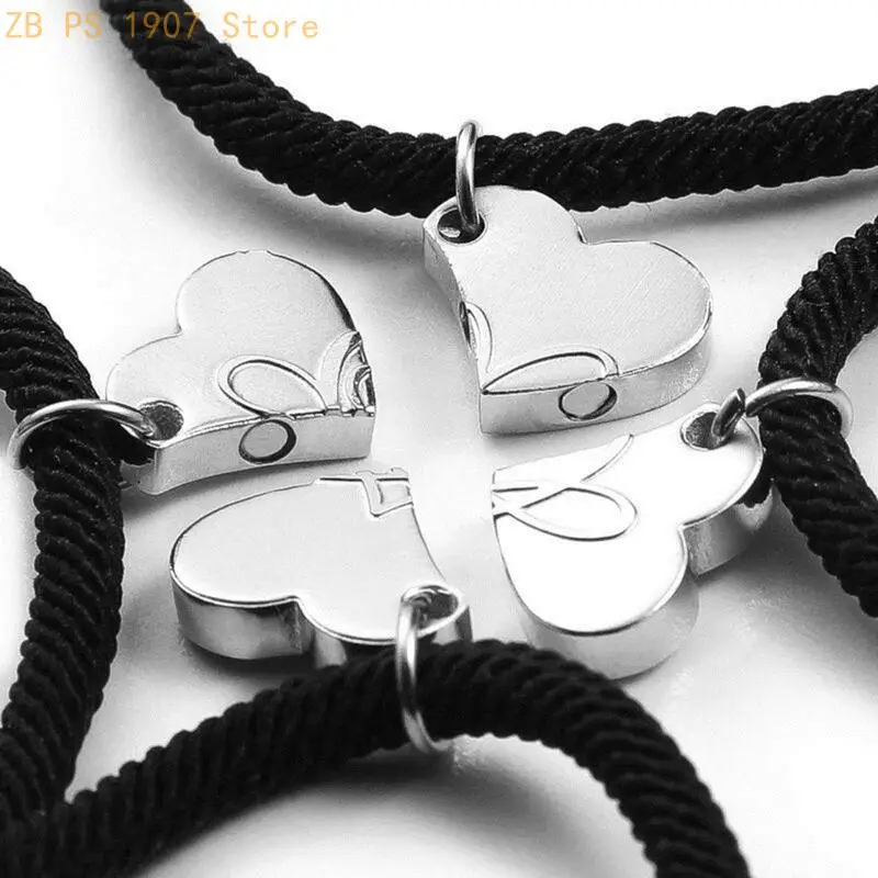4X Infinite Love Bracelets Heart Magnet Pendant Bracelet Relationship Friendship 55KA