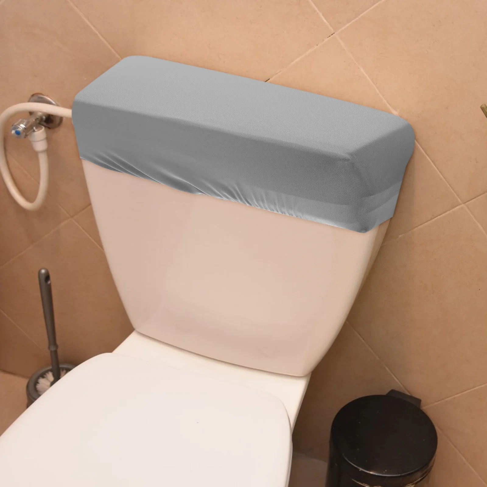 

2Pcs Polyester Toilet Tank Dust Cover Universal Soft Stretch Lid Washable Protector Bathroom Enhance Hygiene Fits Most Styles