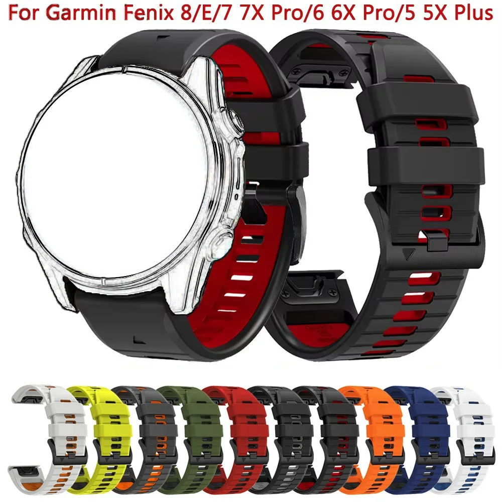 Quickfit Band 22 mm 26 mm für Garmin Fenix 8 E 47 mm 51 mm/7X/7/6X/6 Pro/5X/5 Plus/Epix Gen 2 Ersatzarmband Silikonarmband