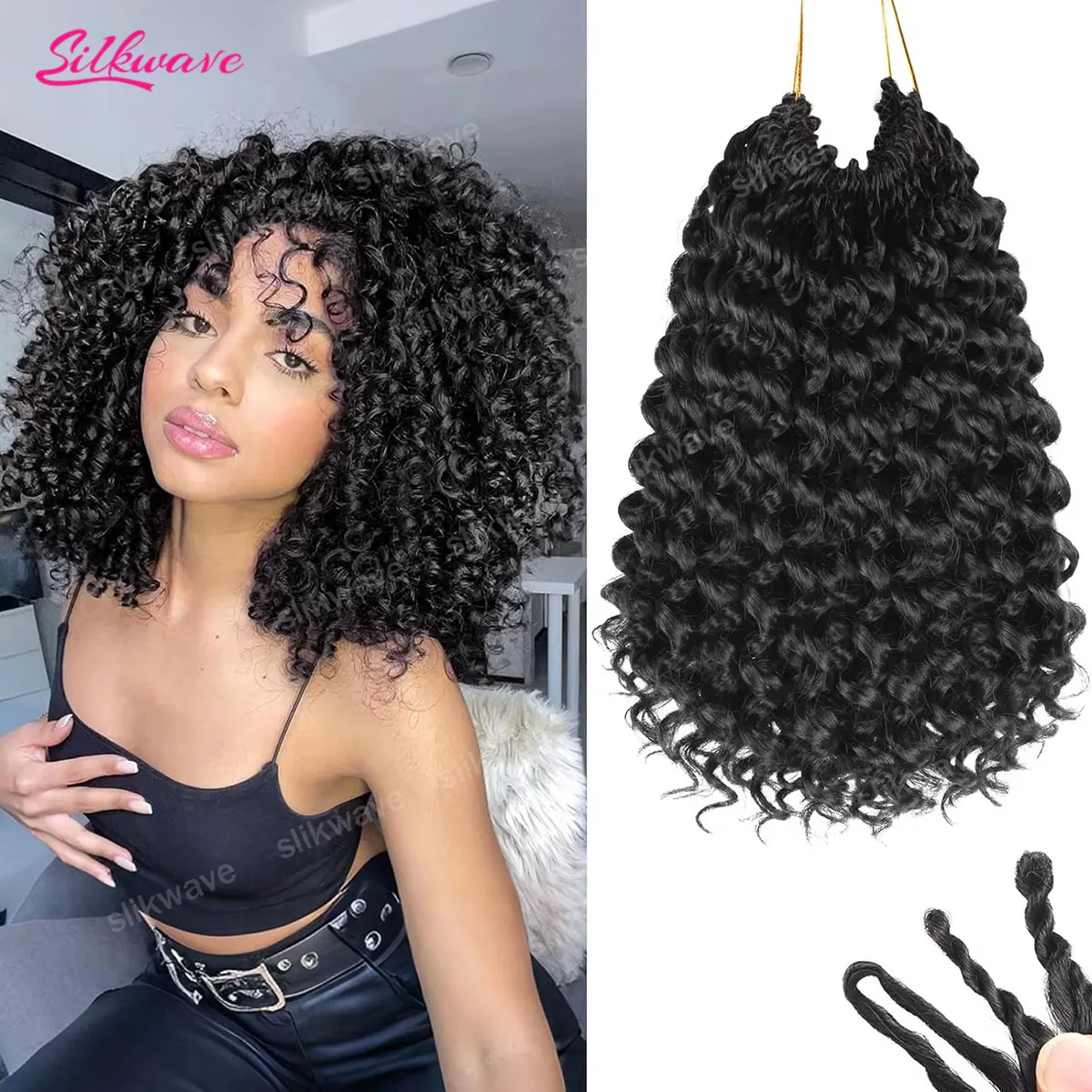 

Curly Feather Human Hair Extensions Pre Looped For Black Women Pre Separated Knotless Deep Wave Crochet Human Hair For Braiding