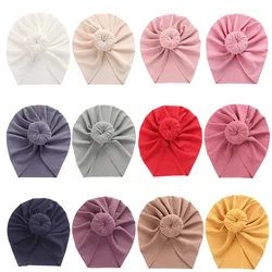 Turban pour bébés filles, accessoires pour nouveau-nés, bandeau à nœud solide, bonnet en coton, casquette d'hiver