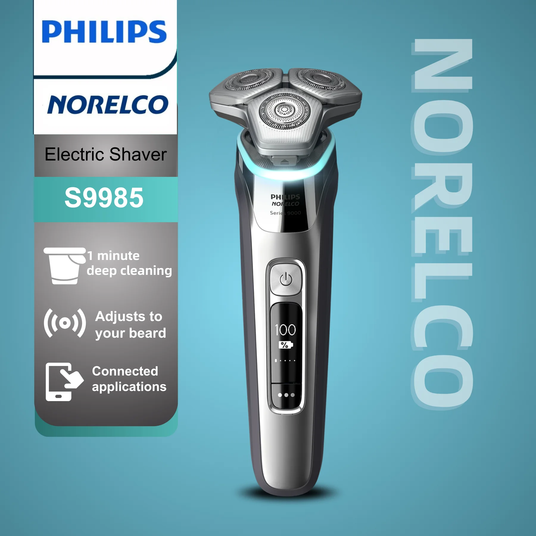 

Philips Norelco Electric Shaver S9985, Wet & Dry, Electric Rotation Shaver For Men,