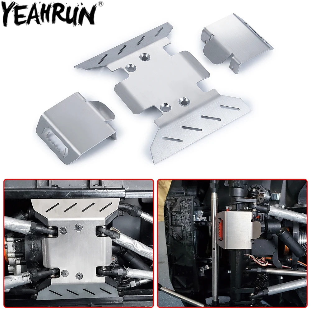 YEAHRUN 3PCS Stainless Steel Chassis Armor Axle Protector Skid Plate for 1/6 RC Crawler Car Axial SCX6 AXI05000 Upgrade Parts