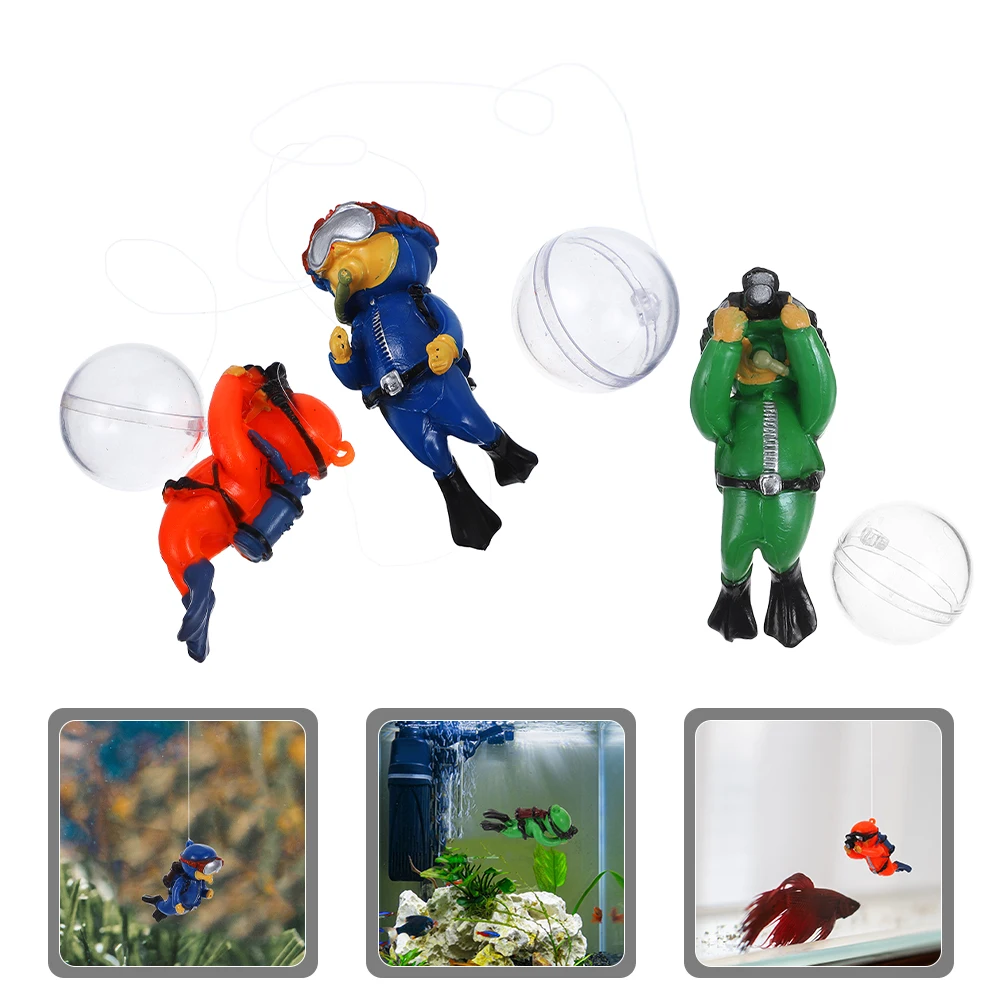 

3 Pcs Diver Ornaments Aquarium Fish Tank Supplies Bubbler for Pvc