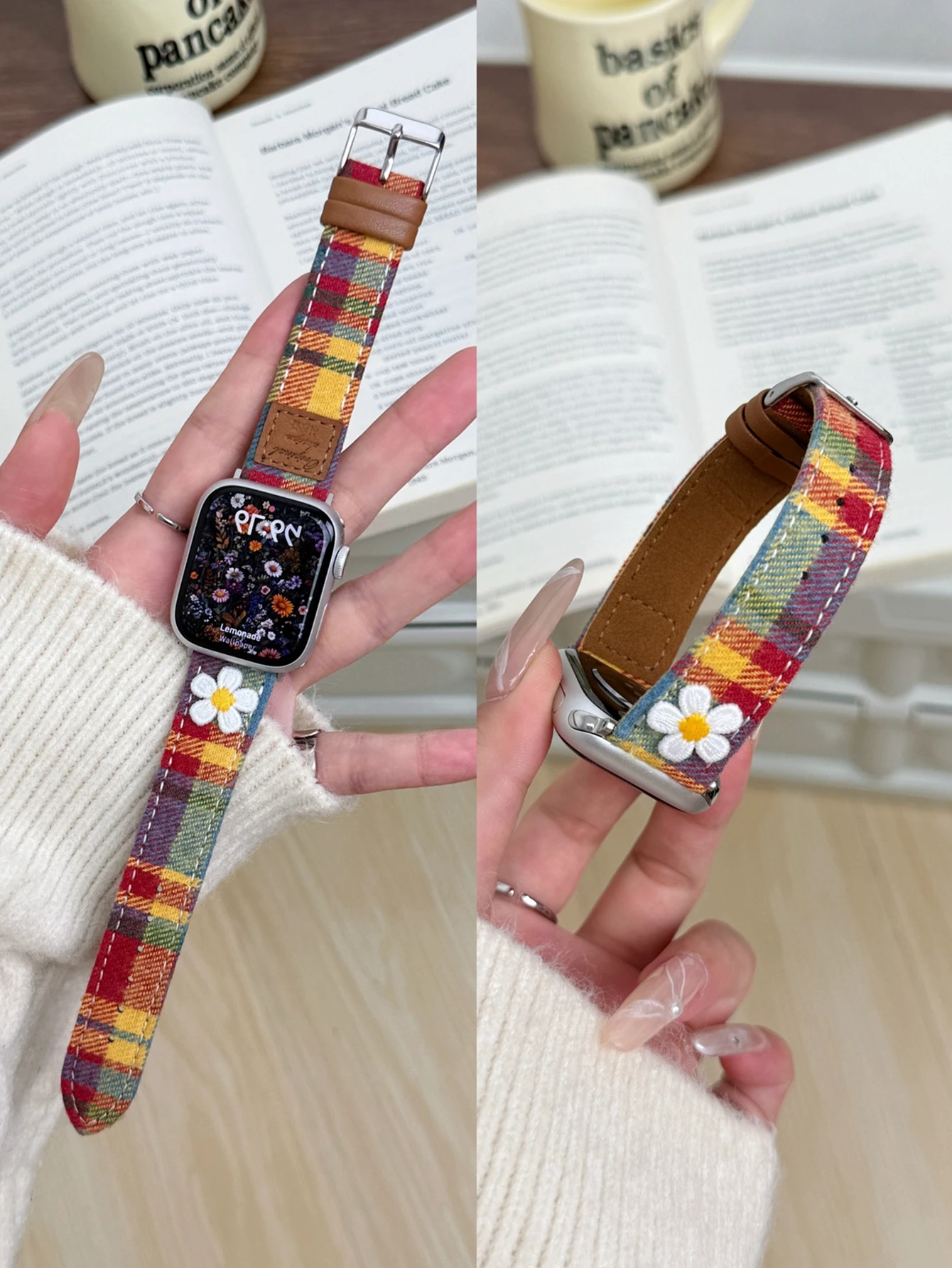 

Nice Colorful Leather loop Cloth For Apple Watch band women Series Ultra 11/10/9/8/7 40mm 41mm 42mm 44mm 45mm 46mm Strap