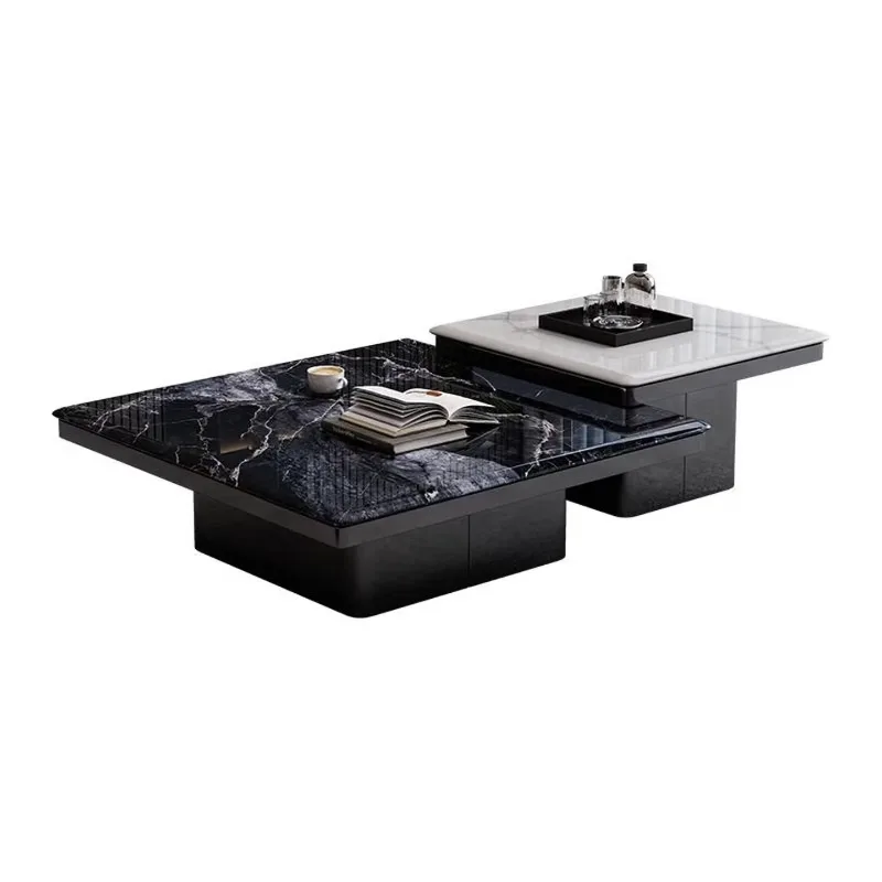 

Italian minimalist supercrystalline stone coffee table, living room small apartment square marble microcrystalline stone coffee