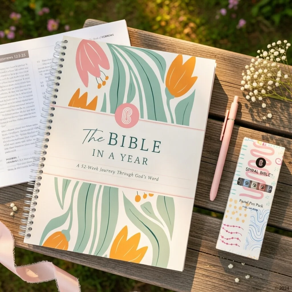 52-Week Women's Bible Study Plan Spiral-Bound One Year Bible Workbook with Daily Guided Reading & Note Space