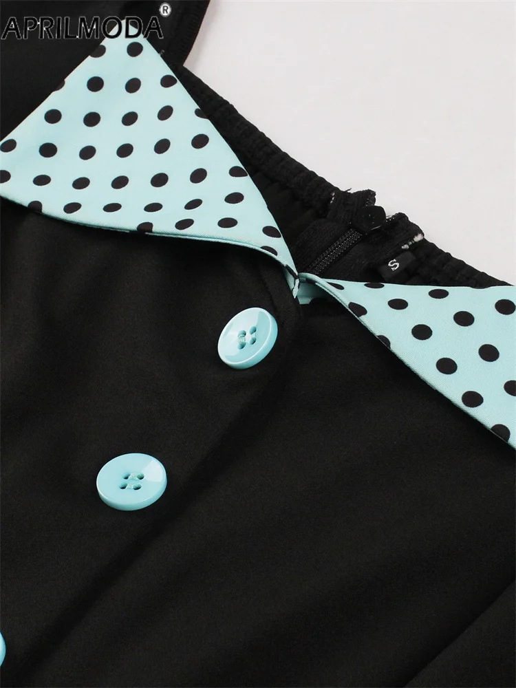 Vestido informal de verano con estampado de lunares para mujer, vestido elegante de manga corta con corte en A, para uso diario y de oficina, estilo años 50, con cinturón