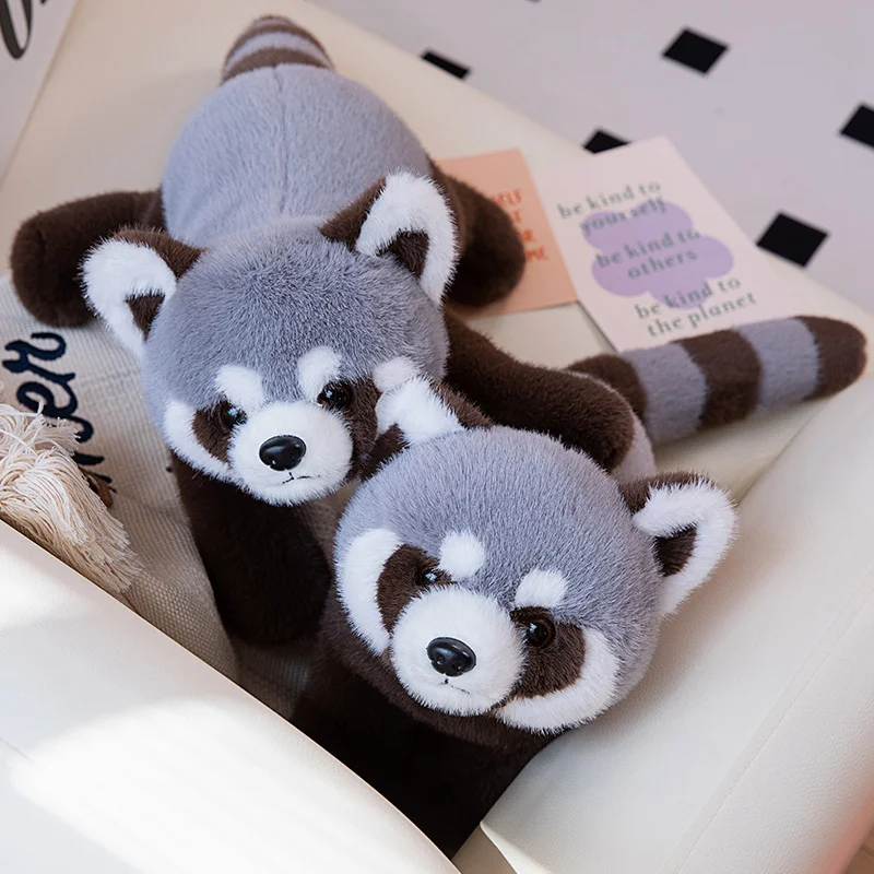 45/60/80cm Kawaii Simulation Raccoon Plush Doll Pillow Grey Standing Lying Animal Raccoon Plush Toy Gift For Boys And Girls