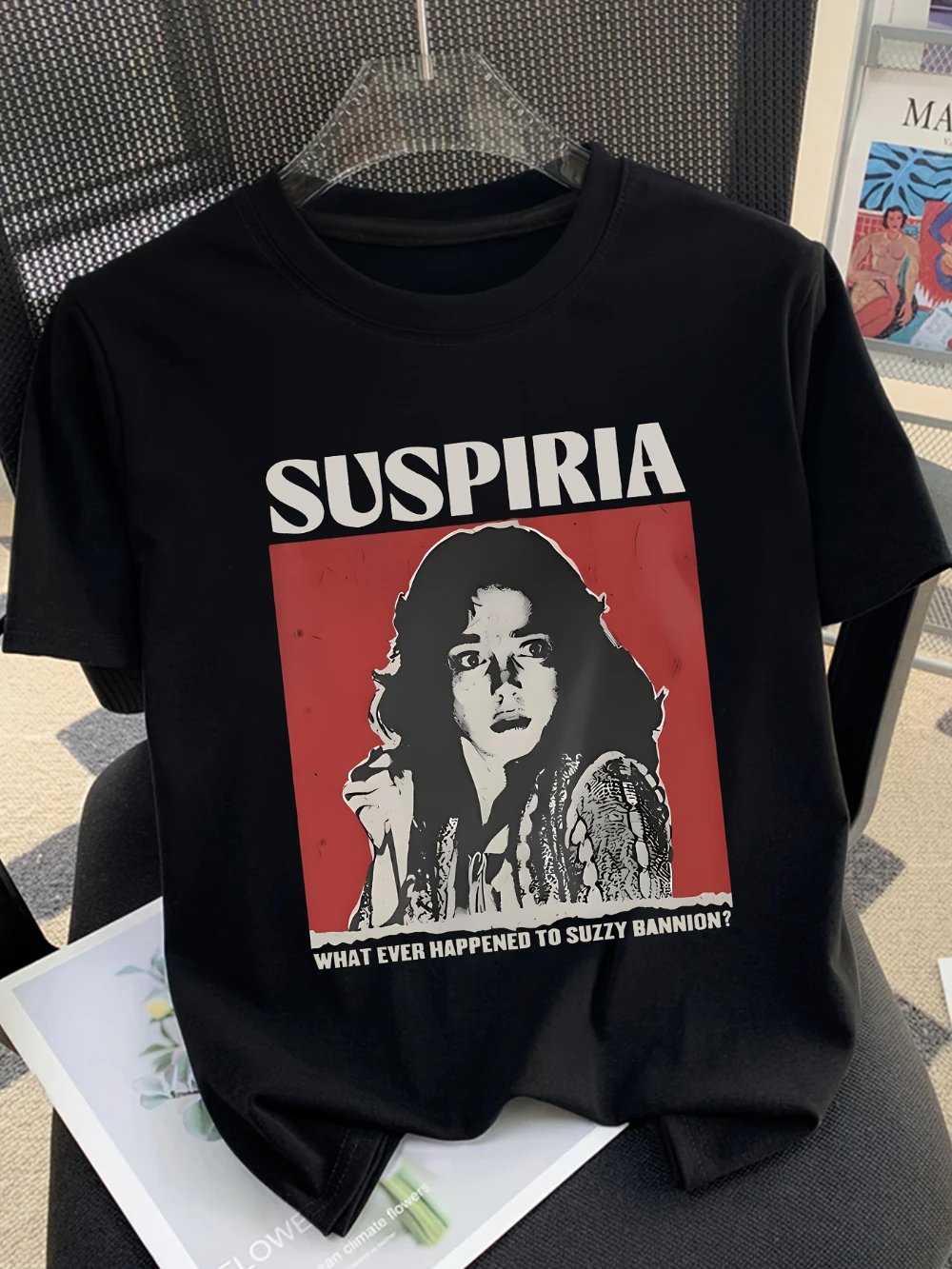 Women's Gothic Horror Graphic T-Shirt Suspiria Movie Inspired Design with Dripping Lettering Iconic Art Print Soft Stretch