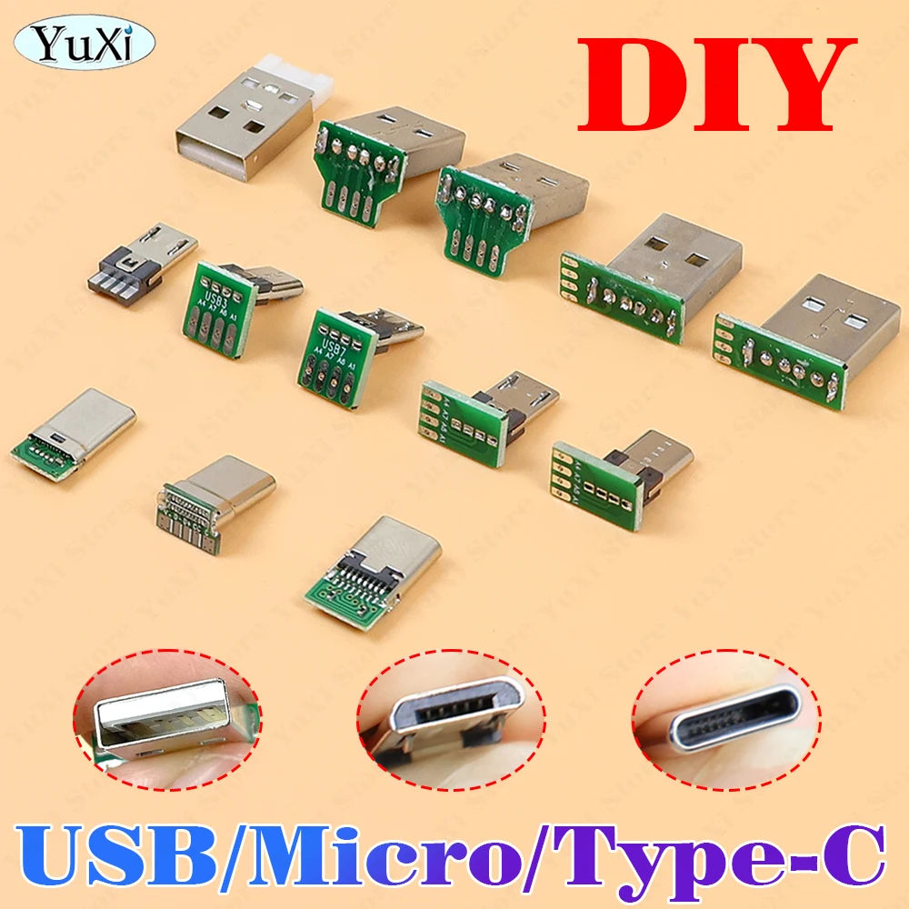 2Pcs Type-C USB MICRO To Dip PCB Converter Adapter 90 Degree Right Angle Breakout Board Repair Welding Socket Connector Port 5P