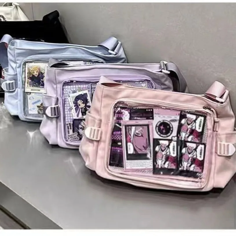 Japanese Y2K Transparent Class Crossbody School Bag Postcard Display Badge DIY Decoration Anime Expo Class Tote Ita Shoulder Bag view 4